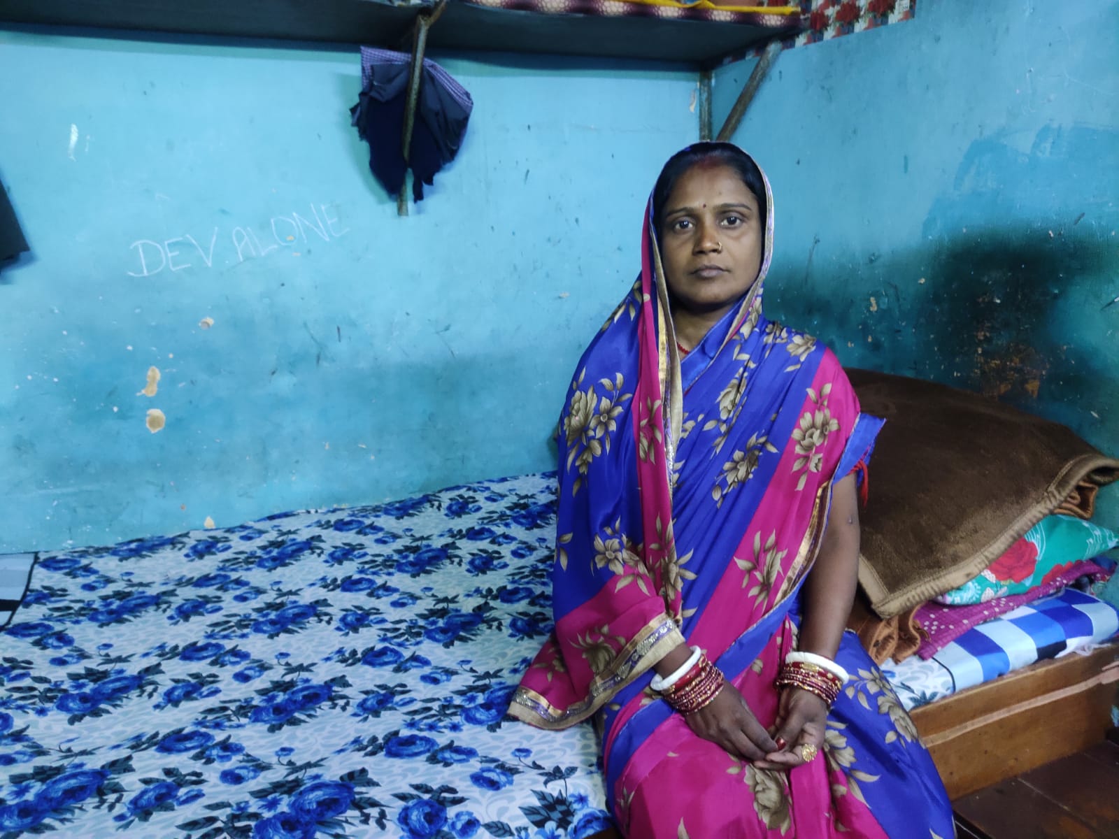 Renu Devi, 34, at her house in Madanpur Khadar, Delhi