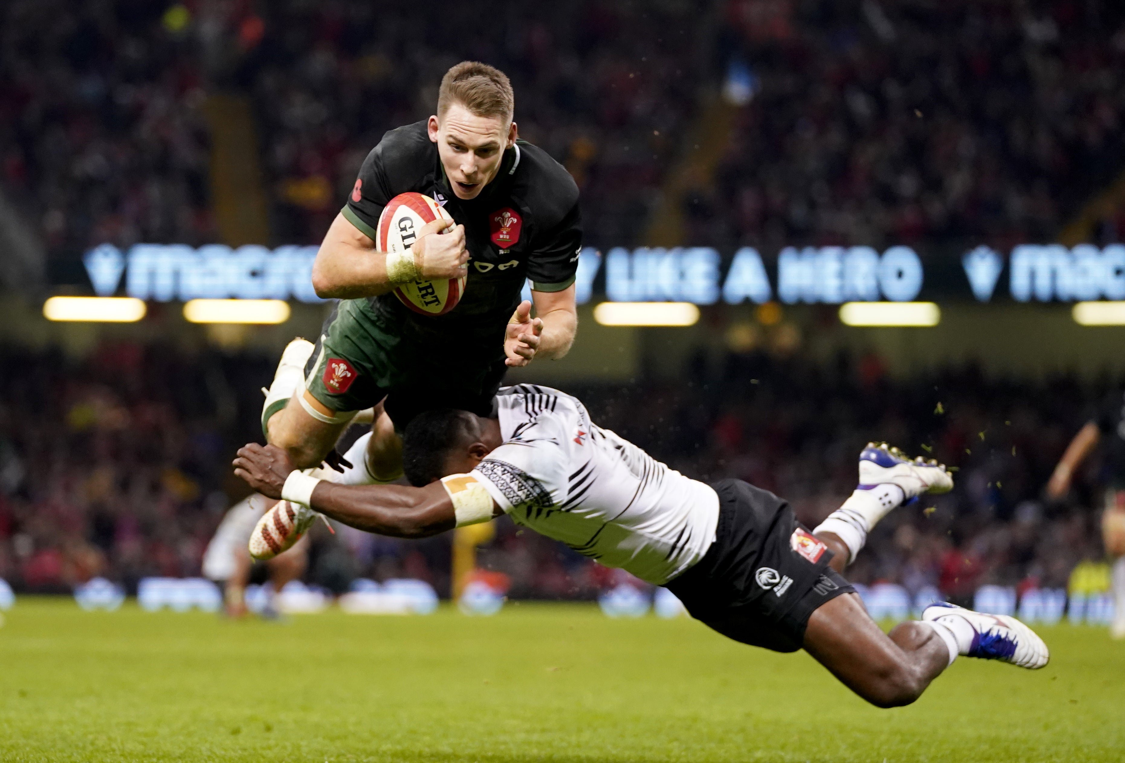 Liam Williams scores a try for Wales against Fiji (David Davies/PA)