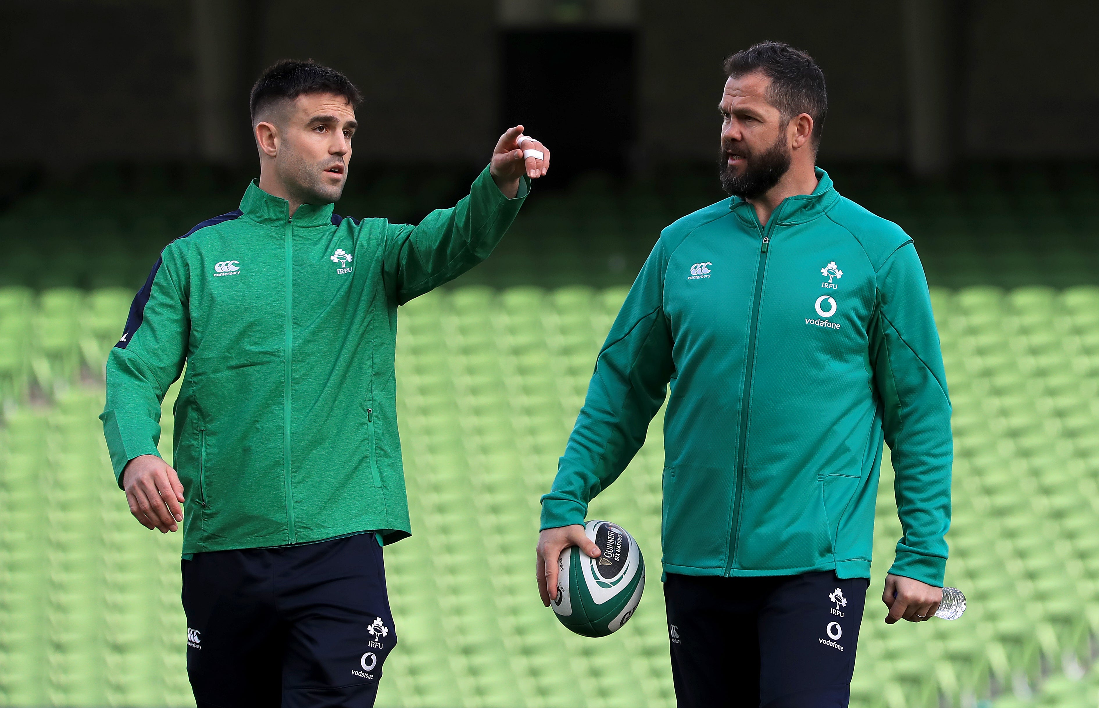 Andy Farrell, right, praised the professionalism of Conor Murray (Donall Farmer/PA)