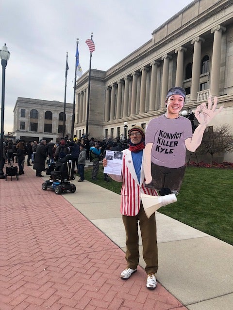 White Kenosha resident Bill Gregory stood outside of Kenosha County Courthouse and was disheartened by the blanket acquittal of Kyle Rittenhouse