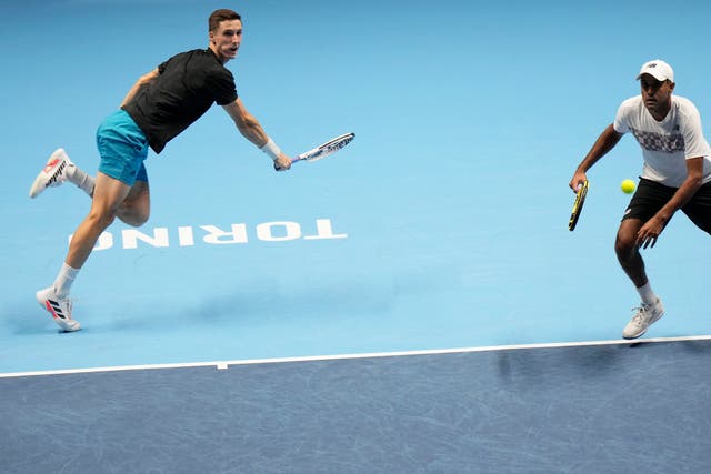 Joe Salisbury, left, and Rajeev Ram are through to the final at the Nitto ATP Finals (Luca Bruno/AP)
