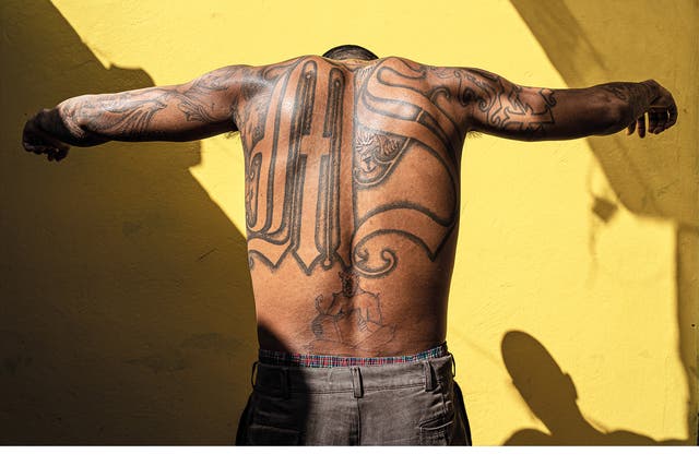<p>A member of MS-13, aged 27, at the Chalatenango Penal Centre </p>