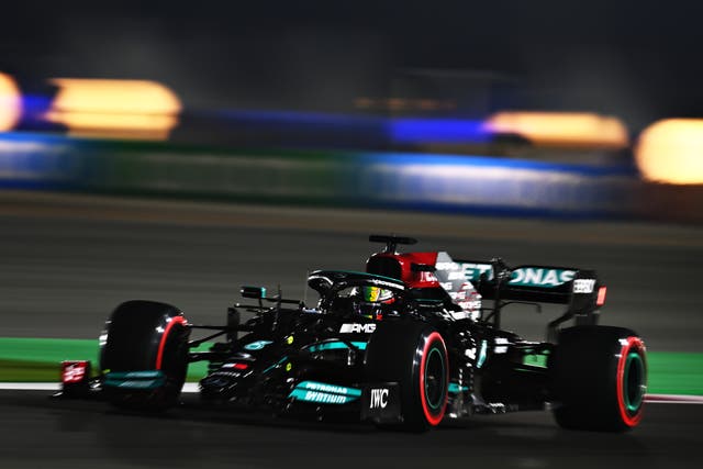 <p>Lewis Hamilton during qualifying ahead of the F1 Grand Prix of Qatar</p>