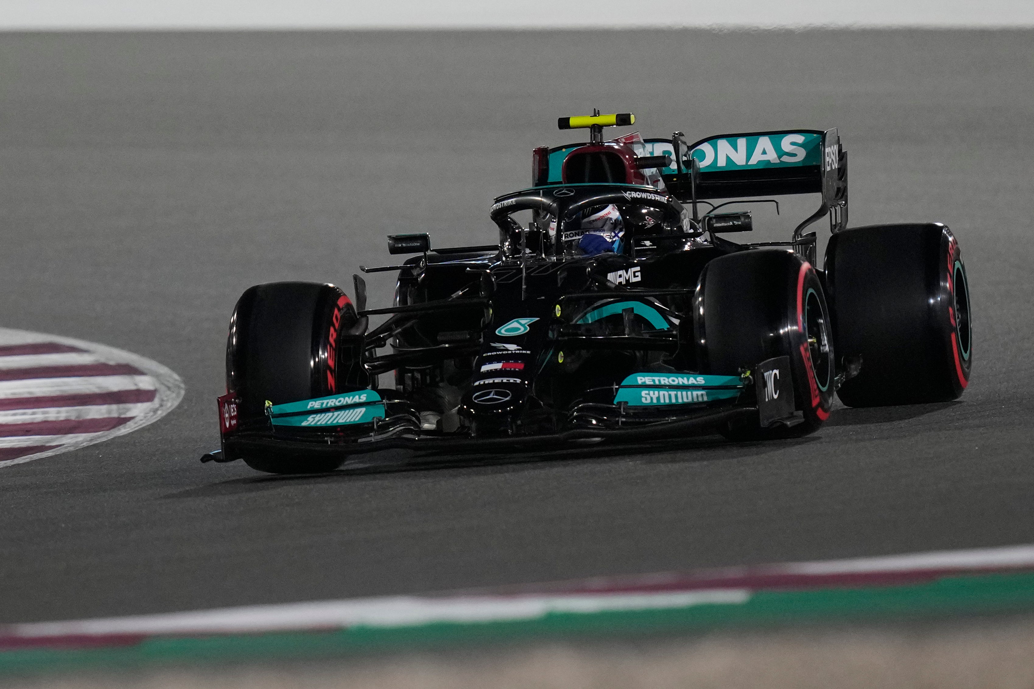 Mercedes driver Lewis Hamilton in action during qualifying (Darko Bandic/AP)