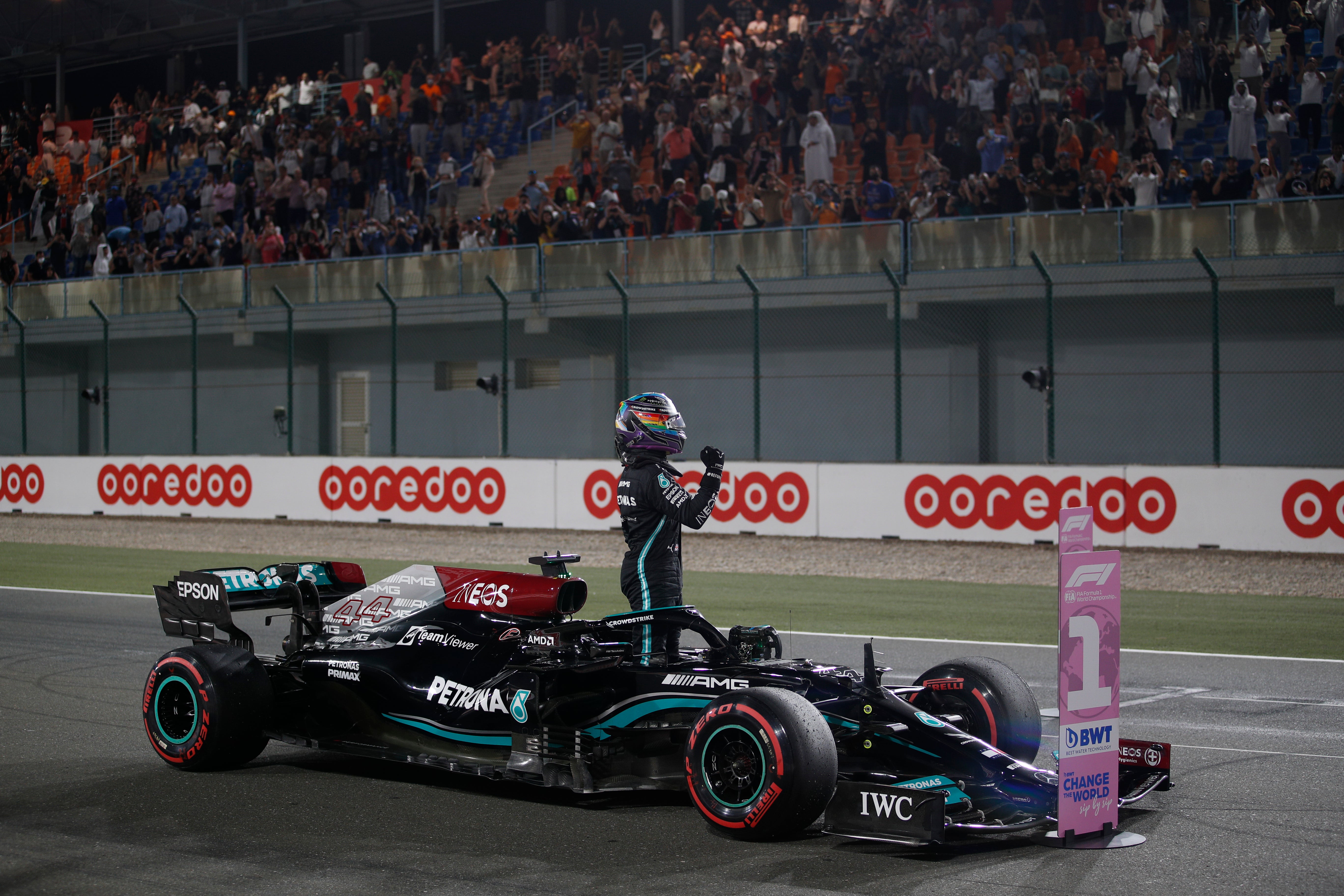 Lewis Hamilton claimed pole in Qatar (Hamad I Mohammed, Pool via AP)