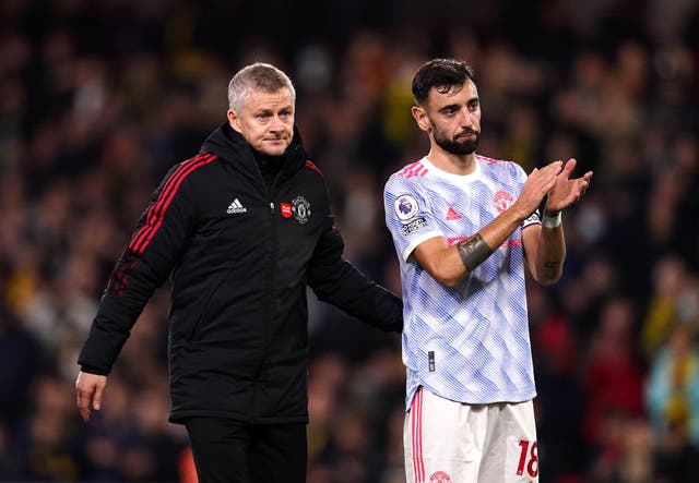 Ole Gunnar Solskjaer (left) is hanging by a thread at Manchester United (John Walton/PA)