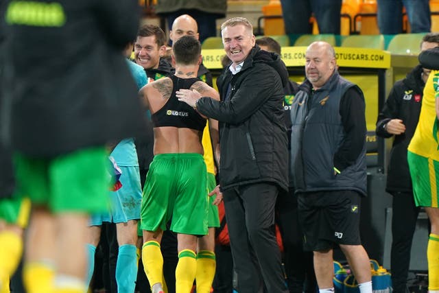 Dean Smith wants Norwich to turn Carrow Road into a fortress (Joe Giddens/PA)