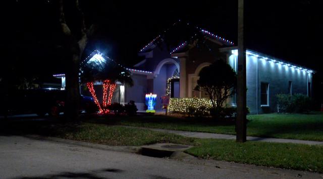 <p>The early Christmas lights display which a Florida family faces being fined over </p>