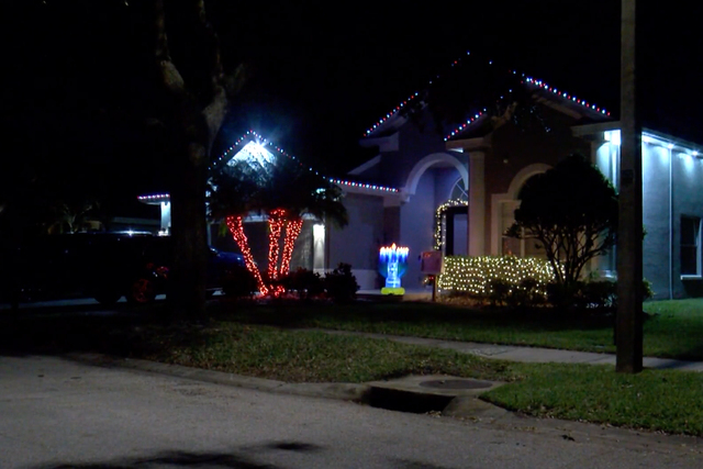 <p>The early Christmas lights display which a Florida family faces being fined over </p>