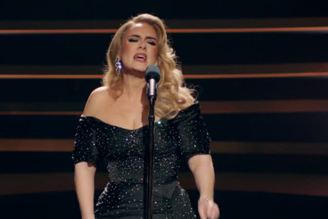 <p>Adele performing at the London Palladium</p>