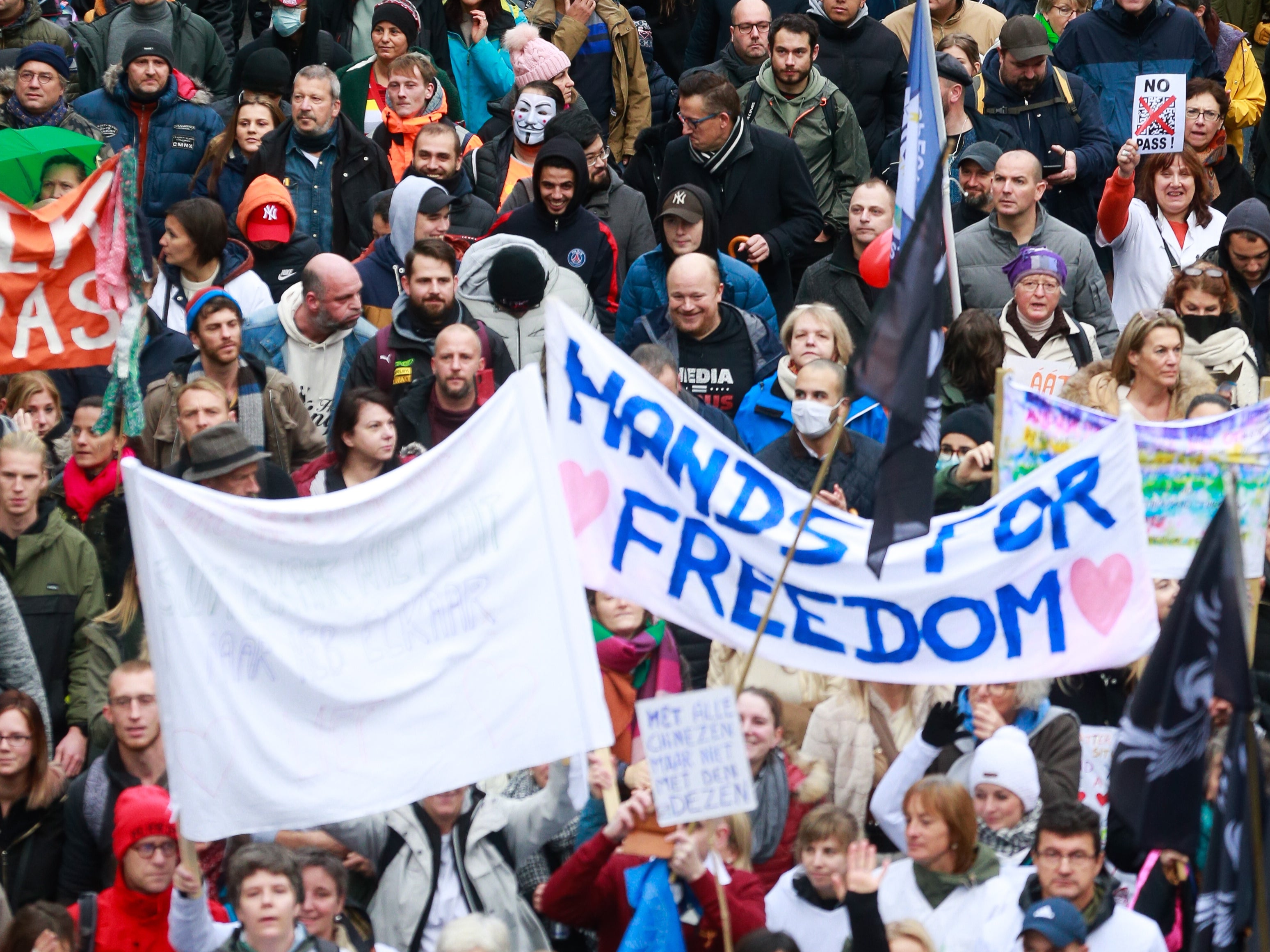 An estimated 35,000 people took part in the protest in Brussels on Sunday