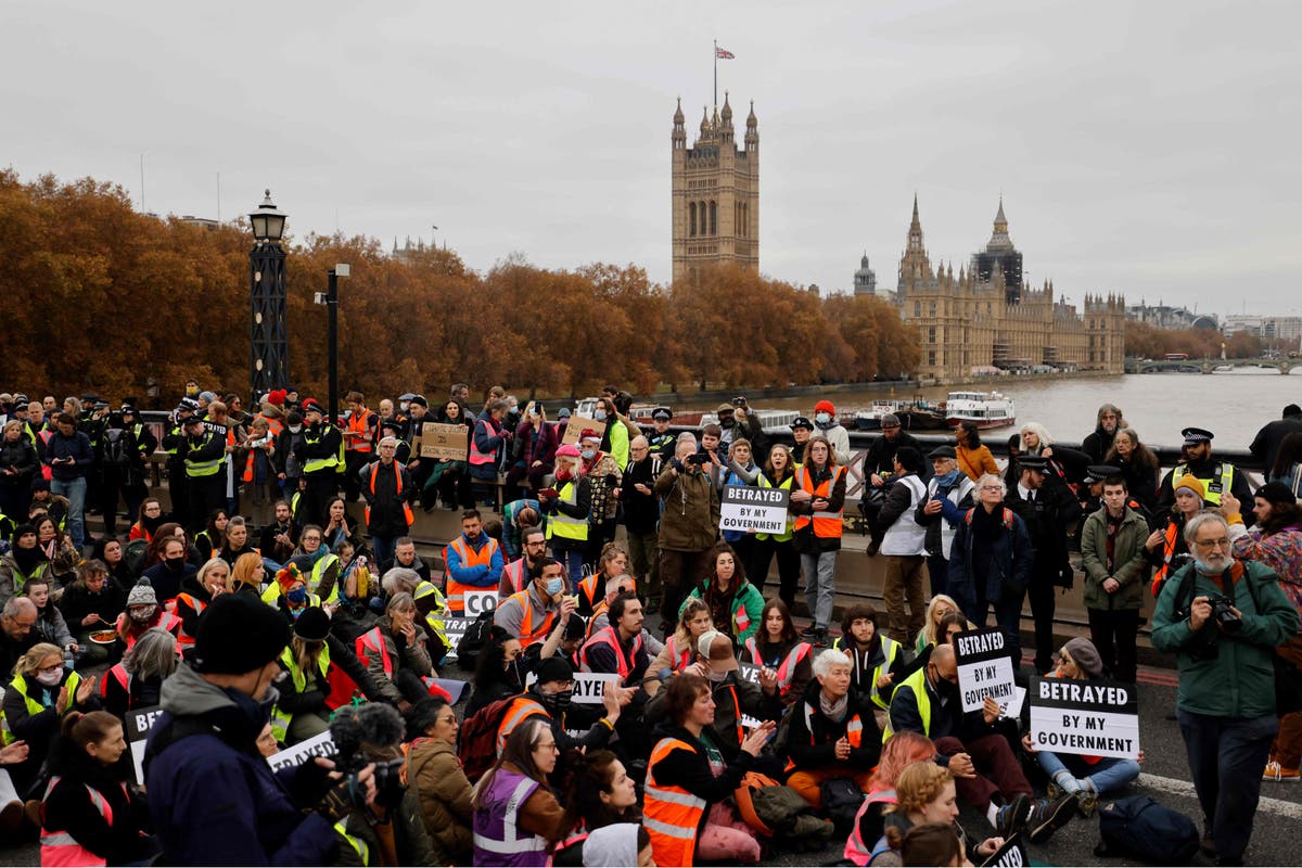 More than 120 people arrested after climate protesters block bridge in central London
