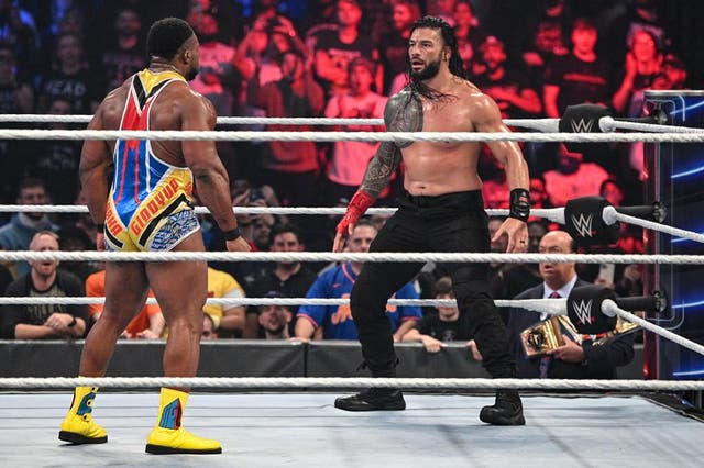 <p>Big  E and Roman Reigns traded heavy blows.jpg</p>