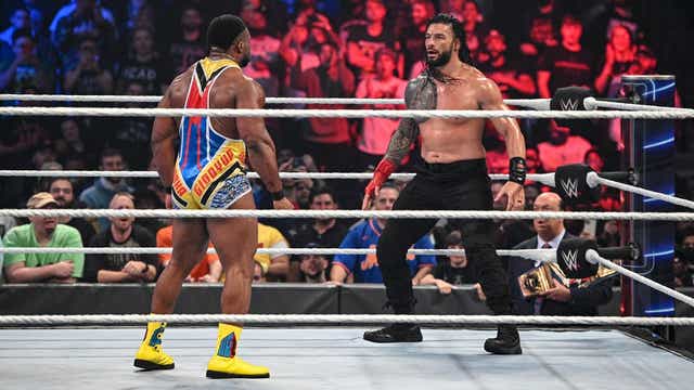 <p>Big  E and Roman Reigns traded heavy blows.jpg</p>