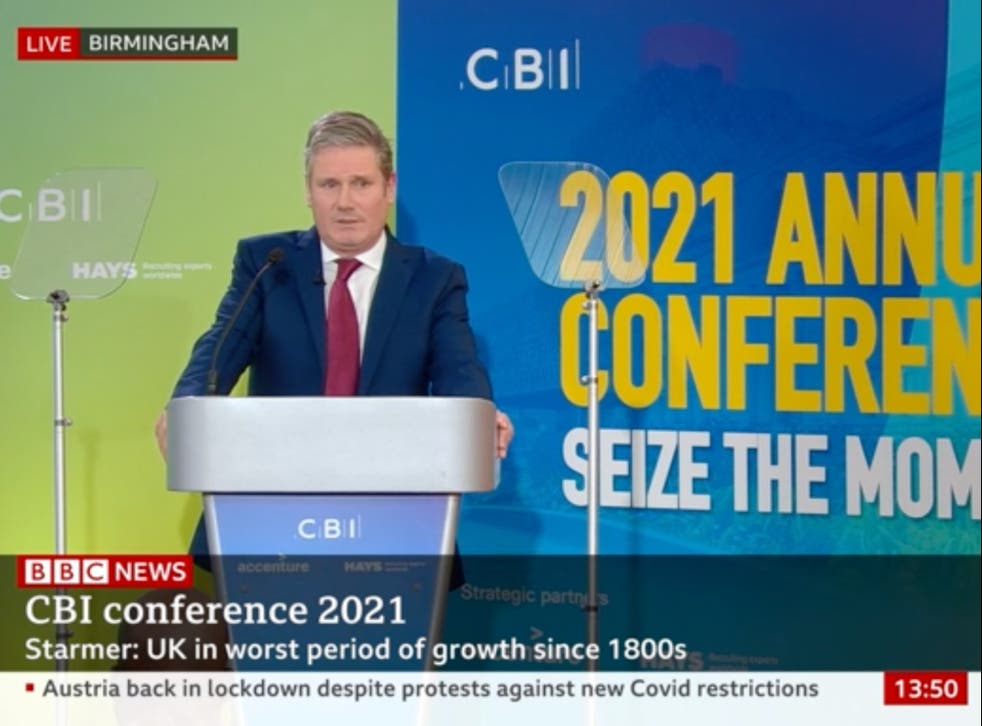 Starmer spoke from Birmingham