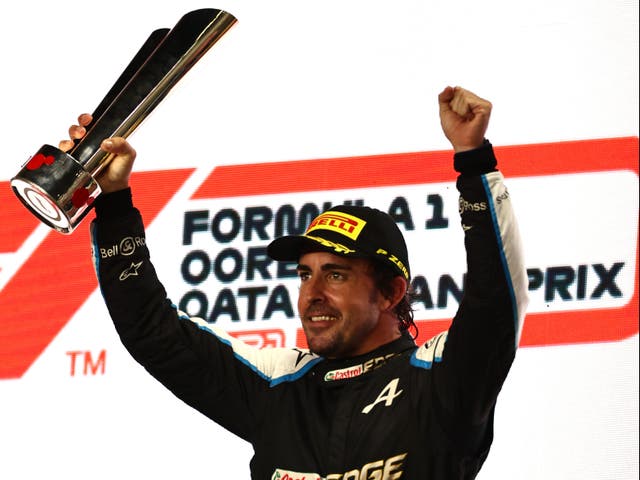<p>Fernando Alonso after the Qatar Grand Prix</p>