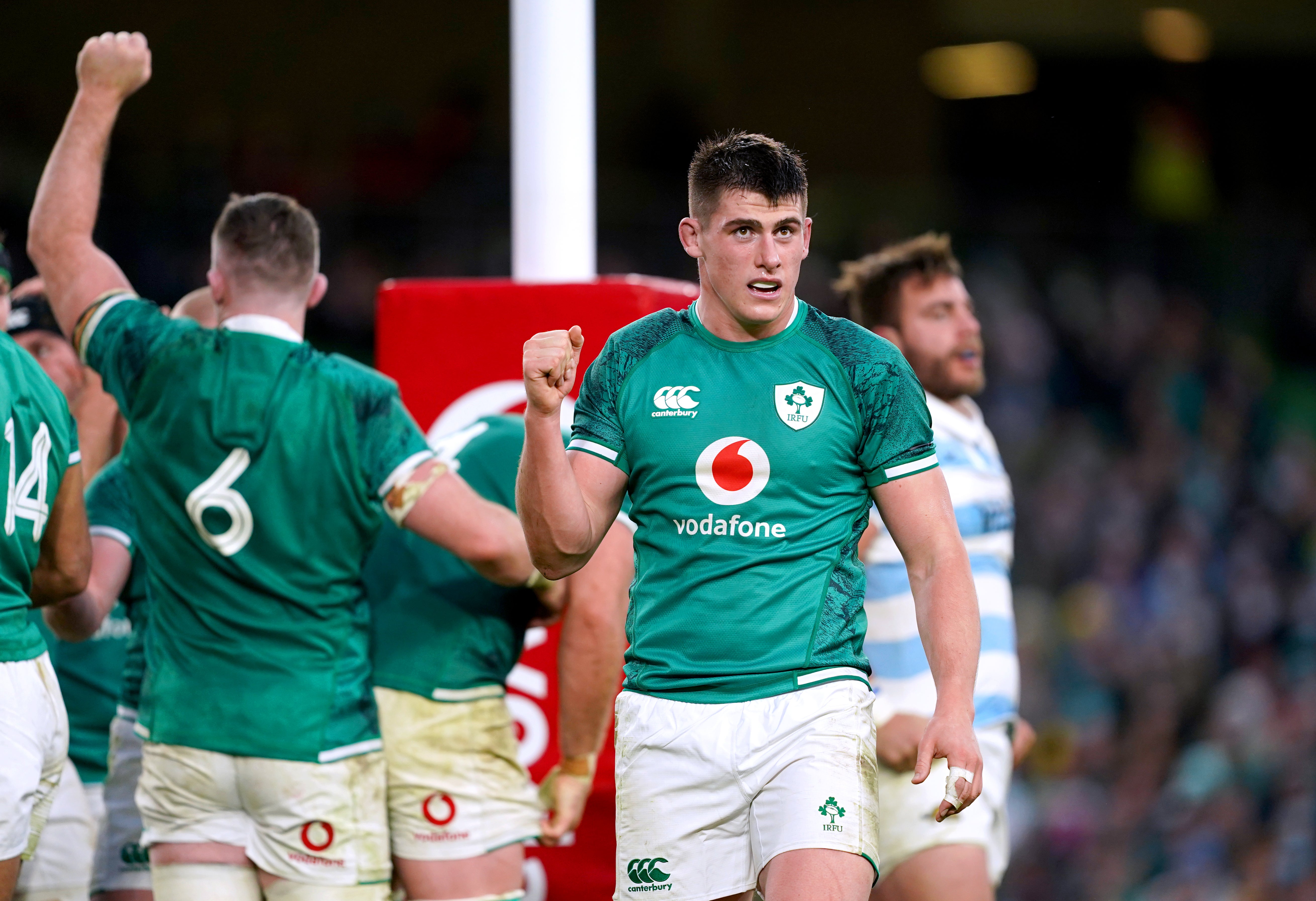 Dan Sheehan, who scored his maiden Ireland try against Argentina, was among a host of international rookies brought on during Sunday’s game in Dublin (Brian Lawless/PA)