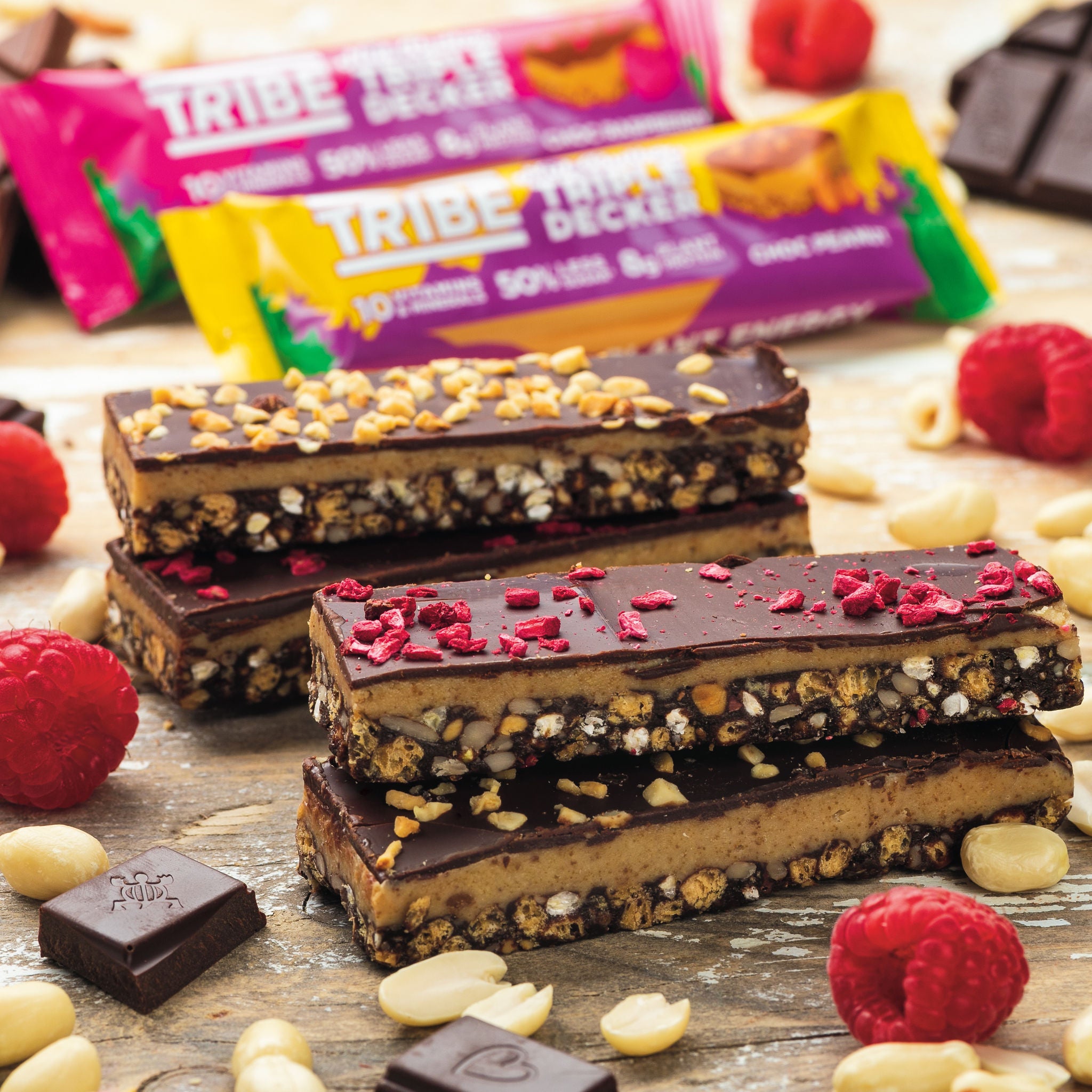 The brand’s triple-decker bars are all natural and plant-based