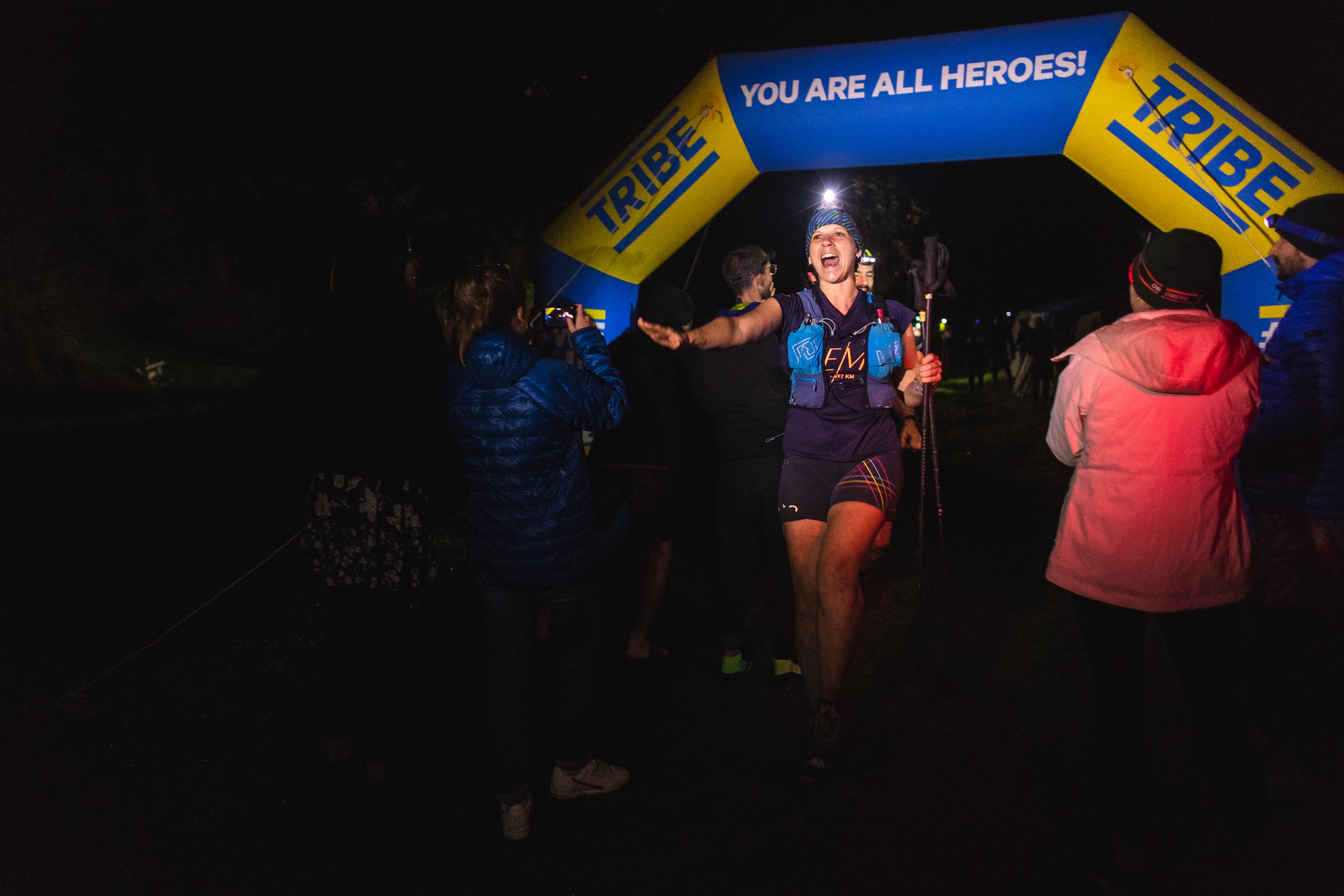 A Run For Love participant finishes a gruelling night stage