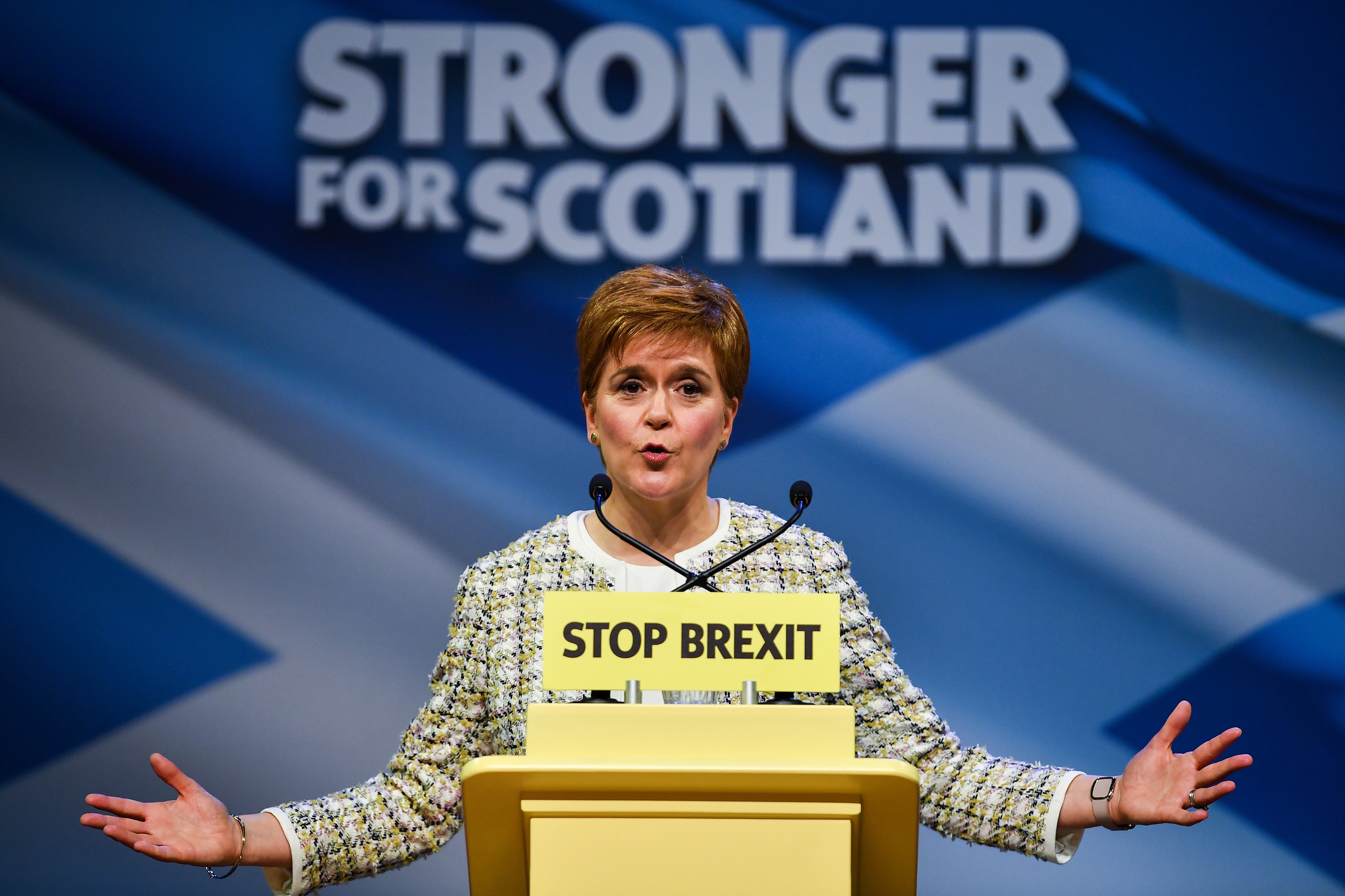 Nicola Sturgeon launches the SNP’s general election manifesto in 2019. During her speech she said a vote for her party will be a vote to ‘escape Brexit and put Scotland’s future in Scotland’s hands’