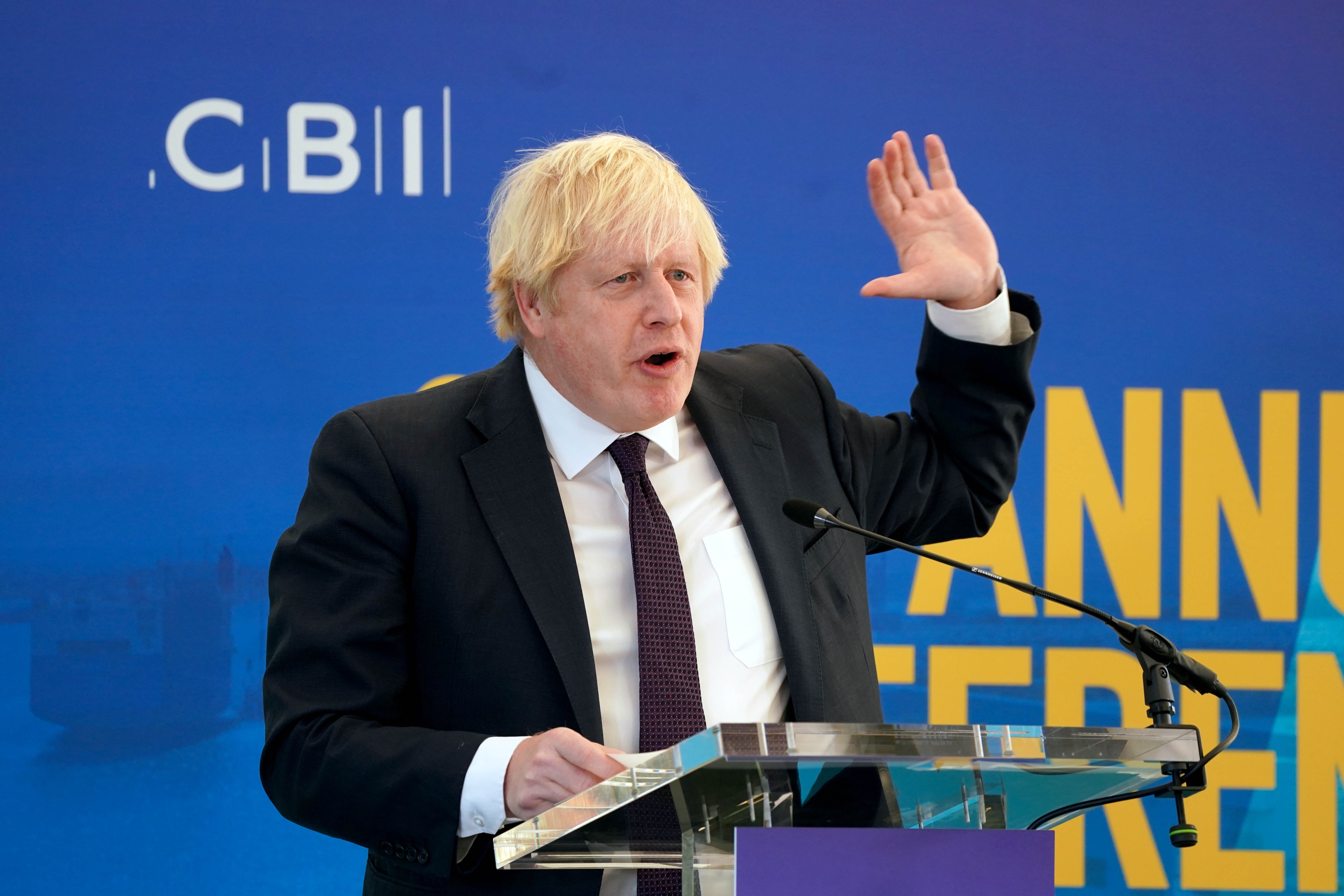 Boris Johnson speaking at the annual conference of the Confederation of British Industry last month