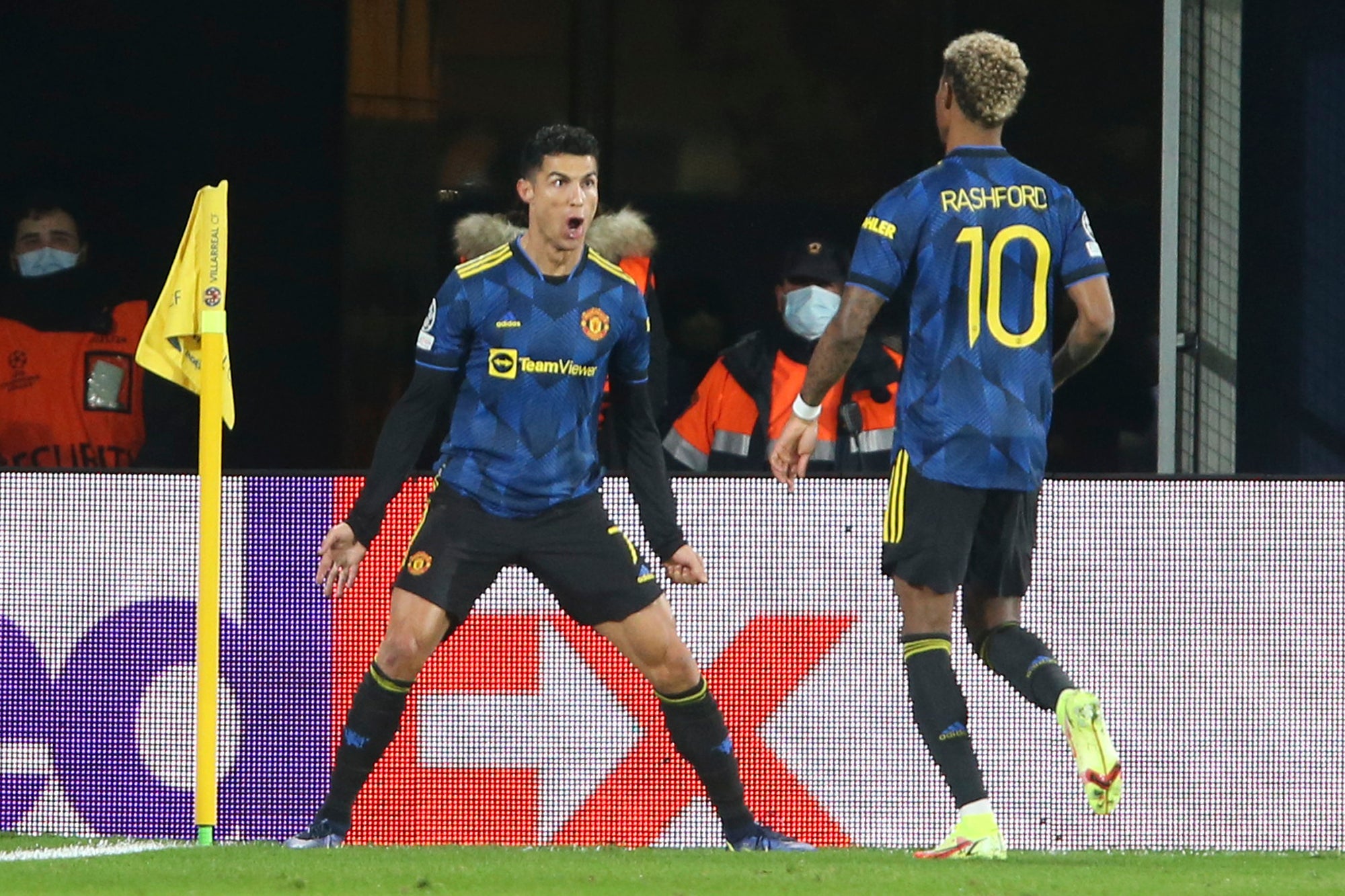 Cristiano Ronaldo celebrates his opener for United