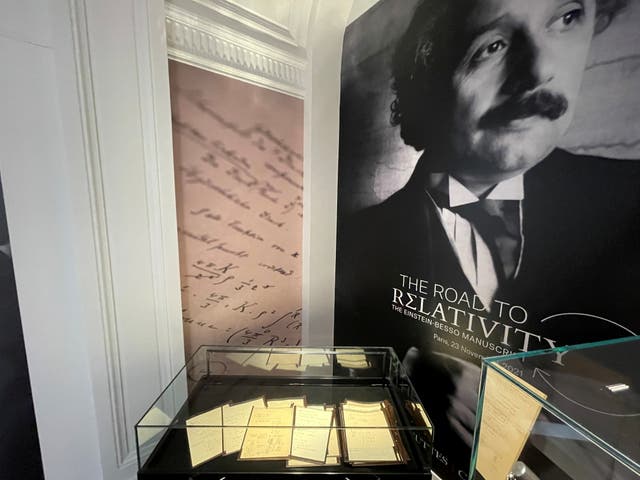 <p>Einstein’s handwritten notes on the theory of relativity sold for record £9.7million at an auction in Paris </p>