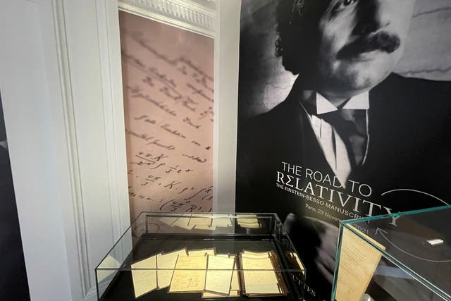 <p>Einstein’s handwritten notes on the theory of relativity sold for record £9.7million at an auction in Paris </p>