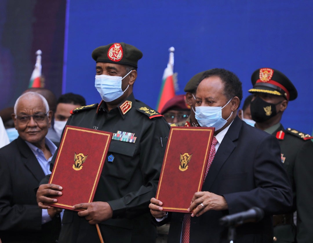 Prime Minister Hamdok and Sudan's Top Military Lieutenant General Burhan