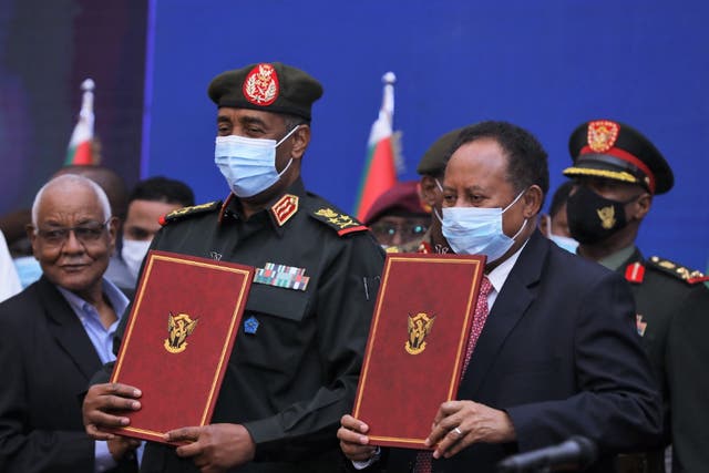 <p>Prime Minister Hamdok and Sudan's Top Military Lieutenant General Burhan</p>