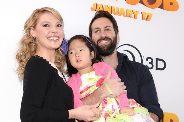 <p>Actress Katherine Heigl, husband Josh Kelley and daughter Nancy 'Naleigh' Leigh attend the premiere of 'The Nut Job' at Regal Cinemas L.A. Live on January 11, 2014</p>