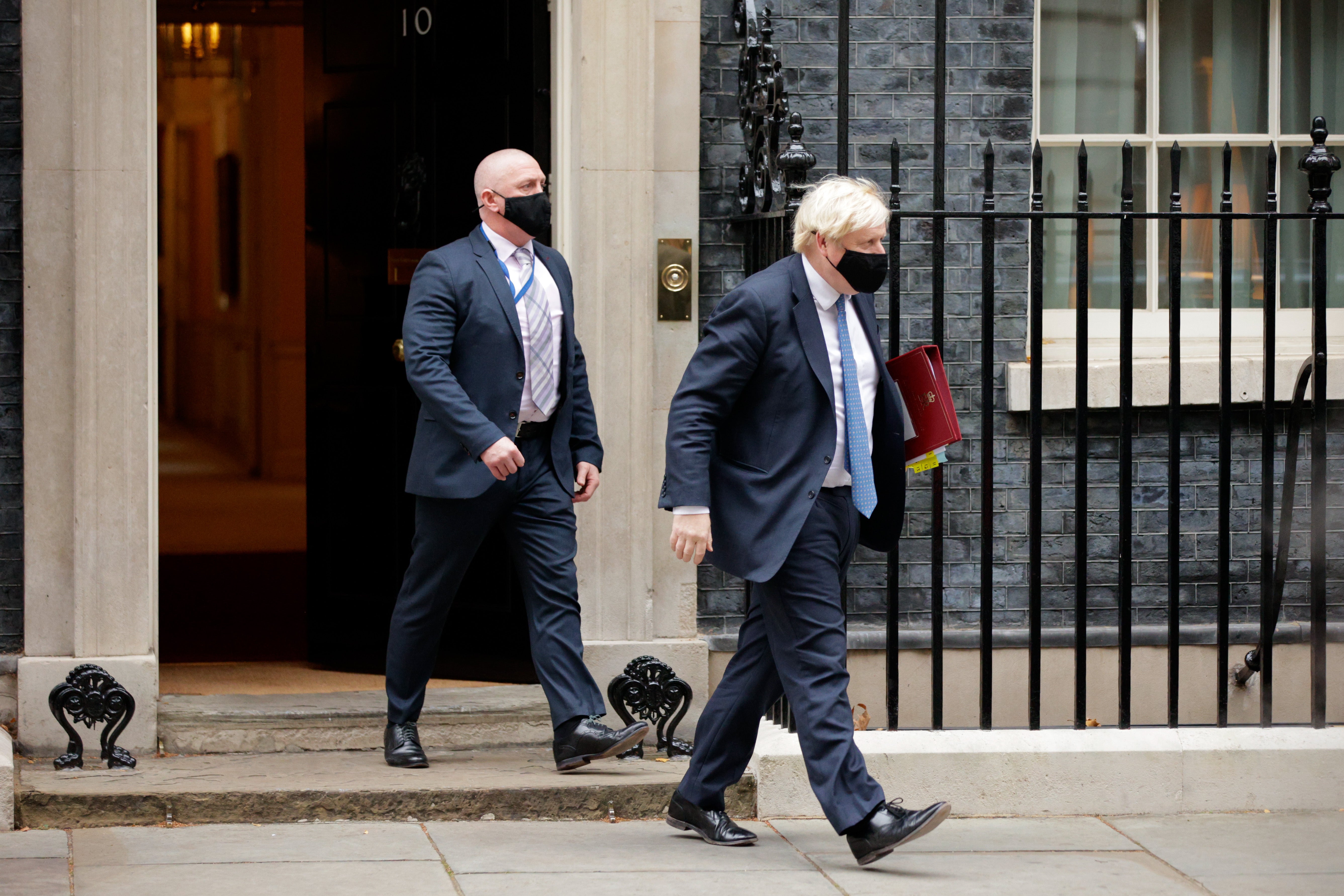 Boris Johnson leaves 10 Downing Street for his weekly PMQs