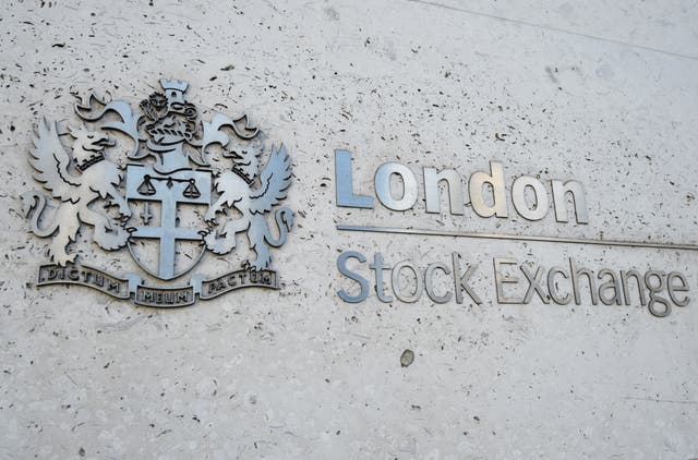 A view of the London Stock Exchange sign in the City of London, as the FTSE 100 Index moved higher on Wednesday (Kirsty O’Connor/PA)