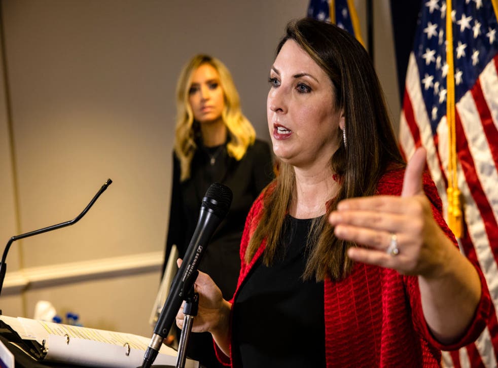 <p>RNC chairwoman Ronna McDaniel speaks at a GOP event</p>