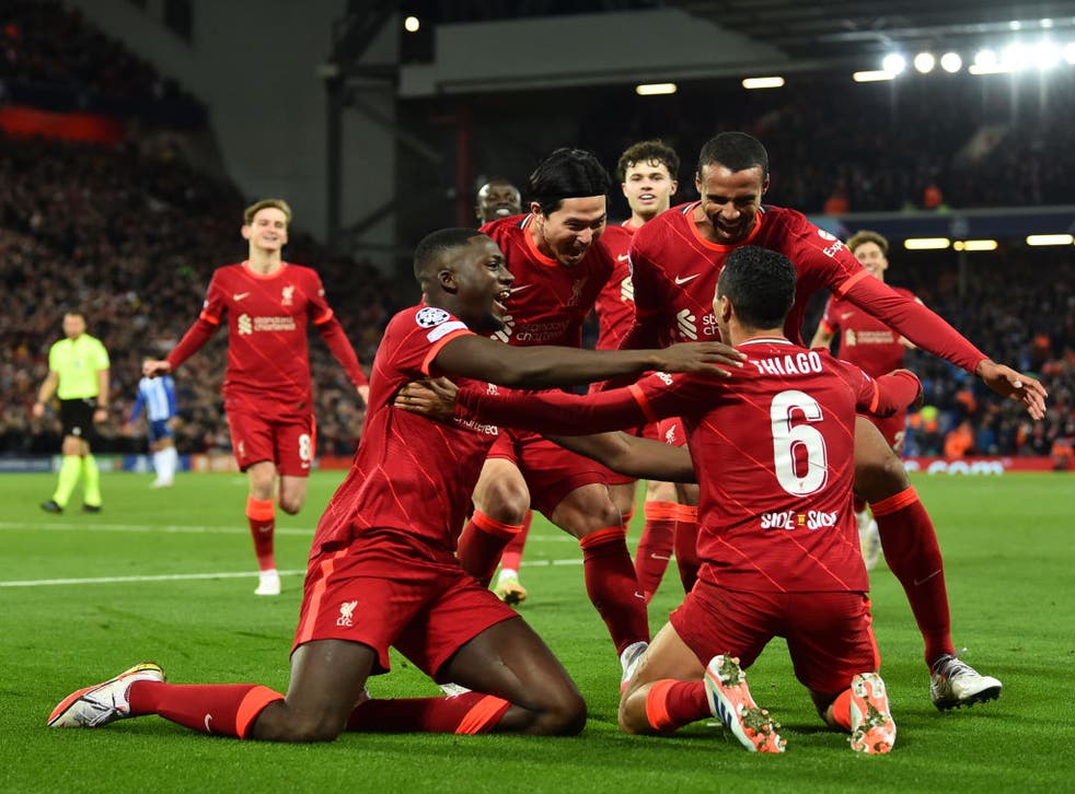 <p>The Reds celebrate their emphatic win </p>