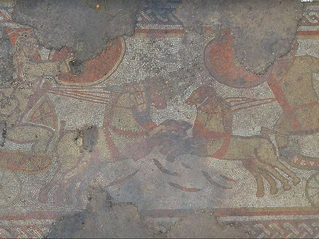 <p>The mosaic shows the battle between the Greek hero Achilles and the Trojan prince Hector </p>