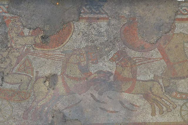 <p>The mosaic shows the battle between the Greek hero Achilles and the Trojan prince Hector </p>