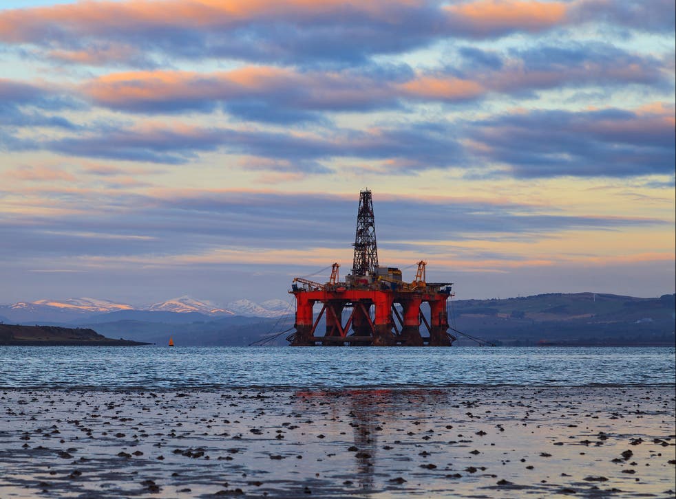 <p>An oil rig at Cromarty Firth in Invergordon, Scotland</p>
