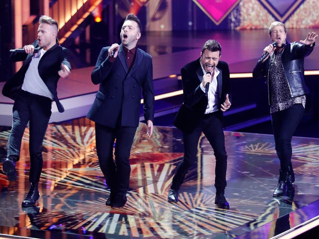 <p>Westlife perform at the annual Golden Camera German film and television awards in Berlin in 2019</p>