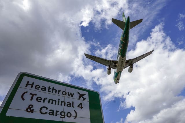 UK air travel remains more than 50% below pre-pandemic levels, new figures show (Steve Parsons/PA)