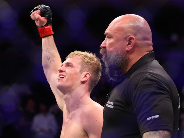 <p>Ian Garry following a knockout victory in his UFC debut in November </p>