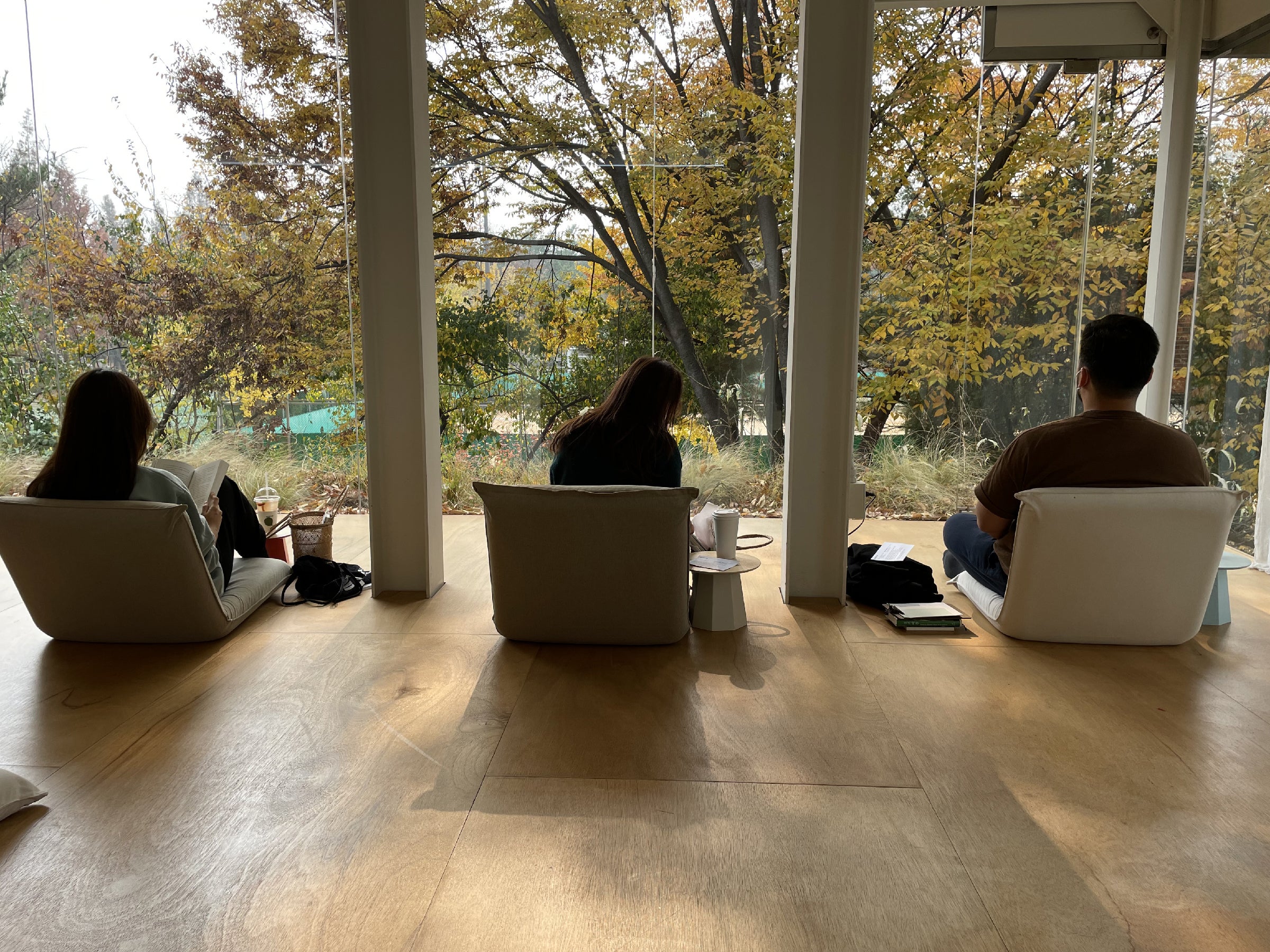 Customers enjoy sitting in silence at Green Lab cafe, South Korea