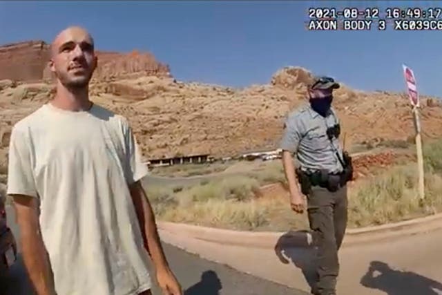 <p>Utah police talk to Brian Laundrie after pulling over the van he was traveling in with his girlfriend, Gabrielle “Gabby” Petito</p>