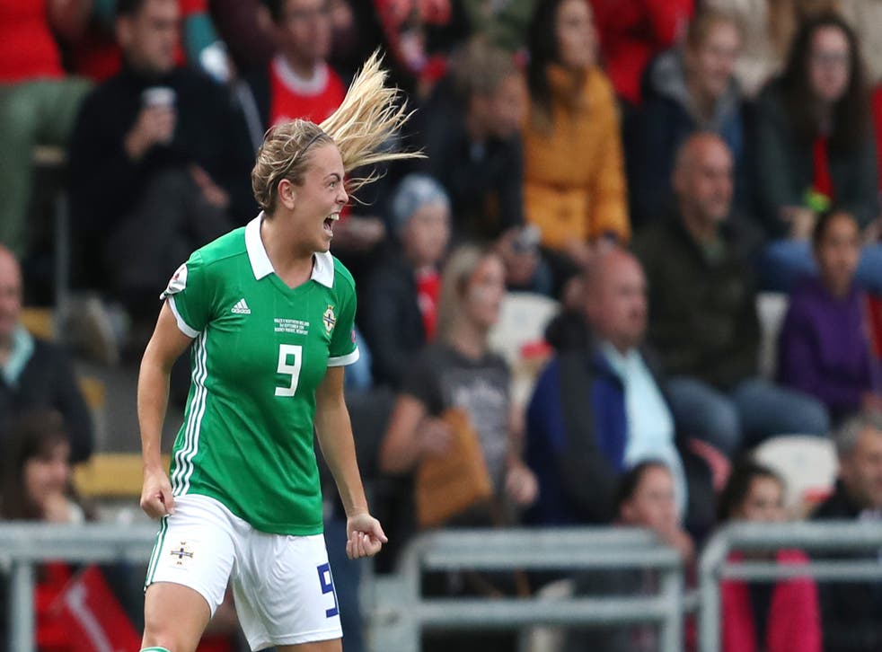 <p>Simone Magill celebrates for Northern Ireland (David Davies/PA)</p>