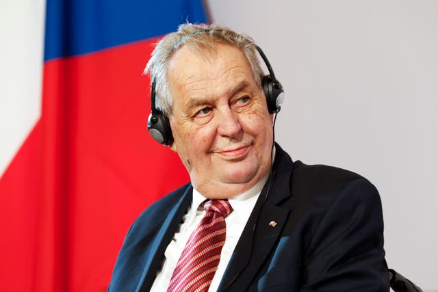 <p>President of the Czech Republic Milos Zeman speaks at a conference in June</p>