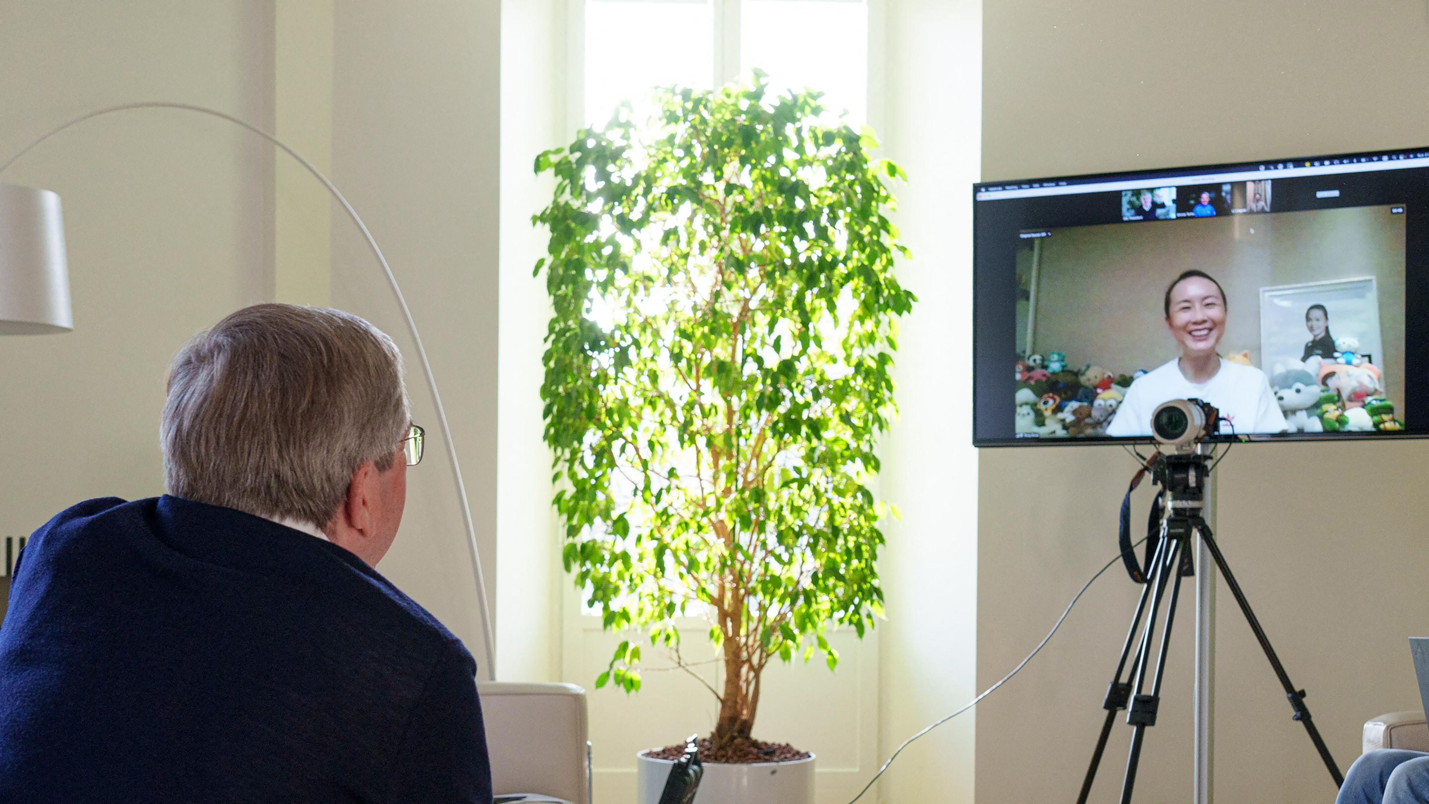 IOC president Thomas Bach held a video call with Peng in November