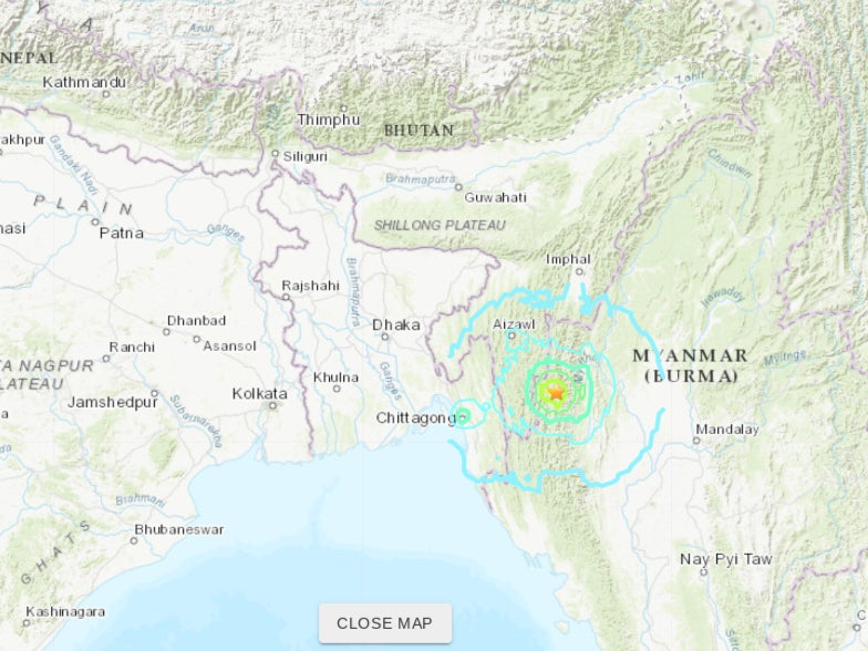 US Geological Survey’s website shows the epicentre of the earthquake