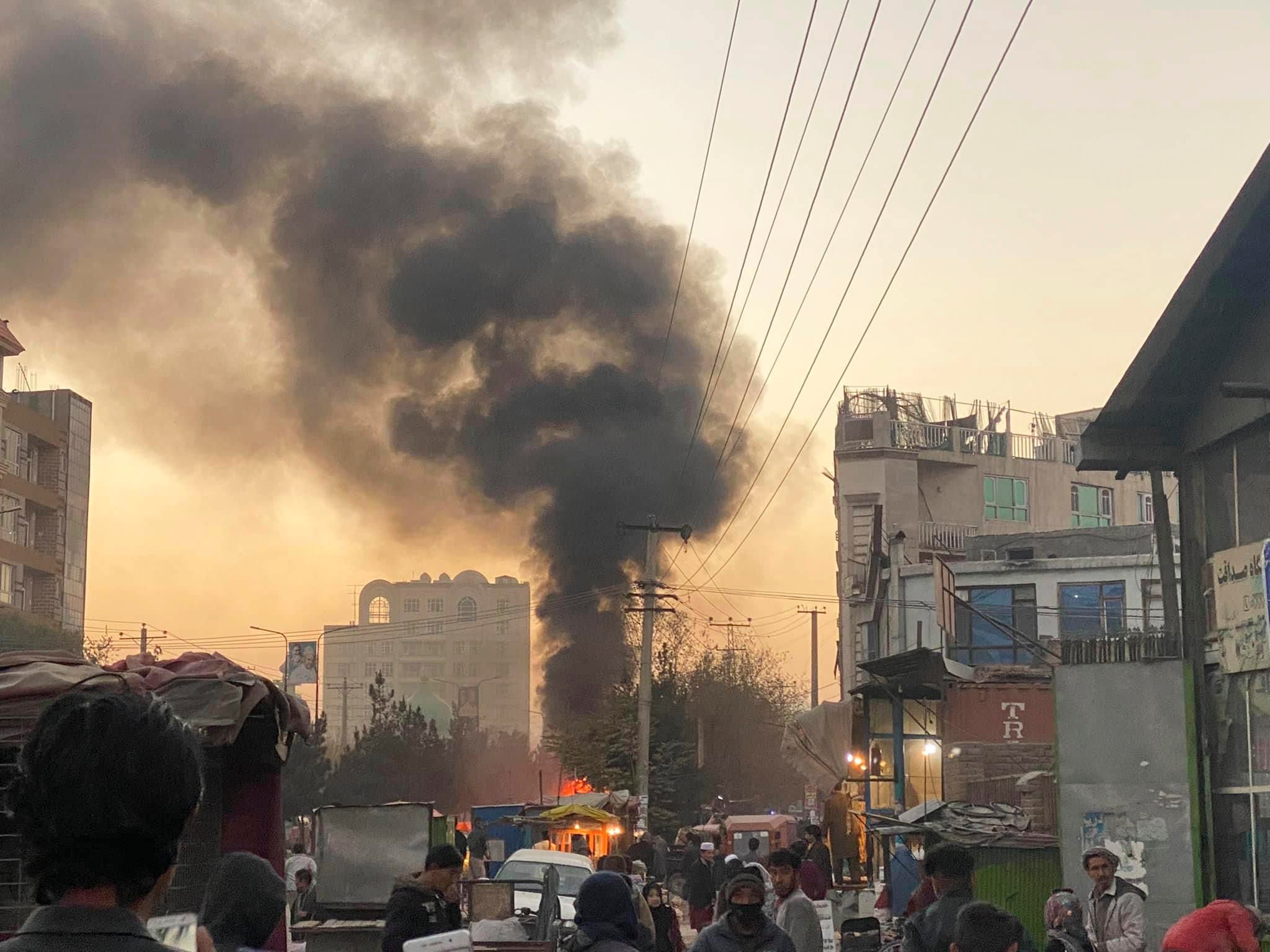 Smoke rises into the sky following a bomb explosion in Kabul on 13 November