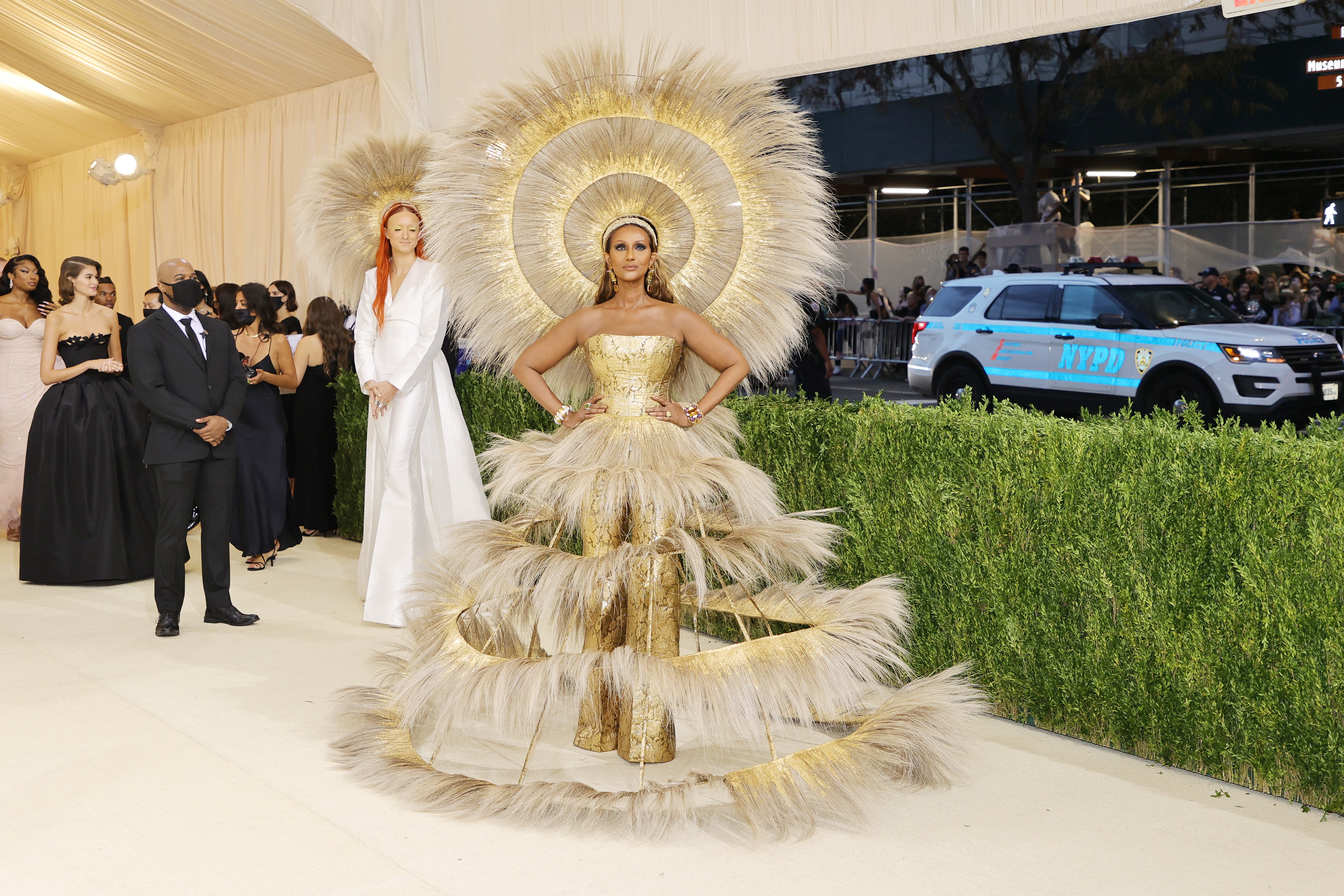 Iman and designer Harris Reed attend the 2021 Met Gala in September