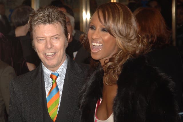 <p>Bowie and Iman in 2005 </p>